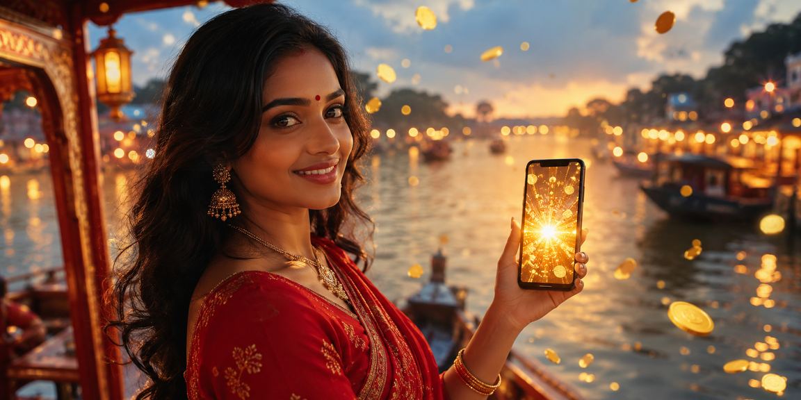 বরিশালে শাড়ি পরিহিত নারী মোবাইলে db88 পেমেন্ট করছেন